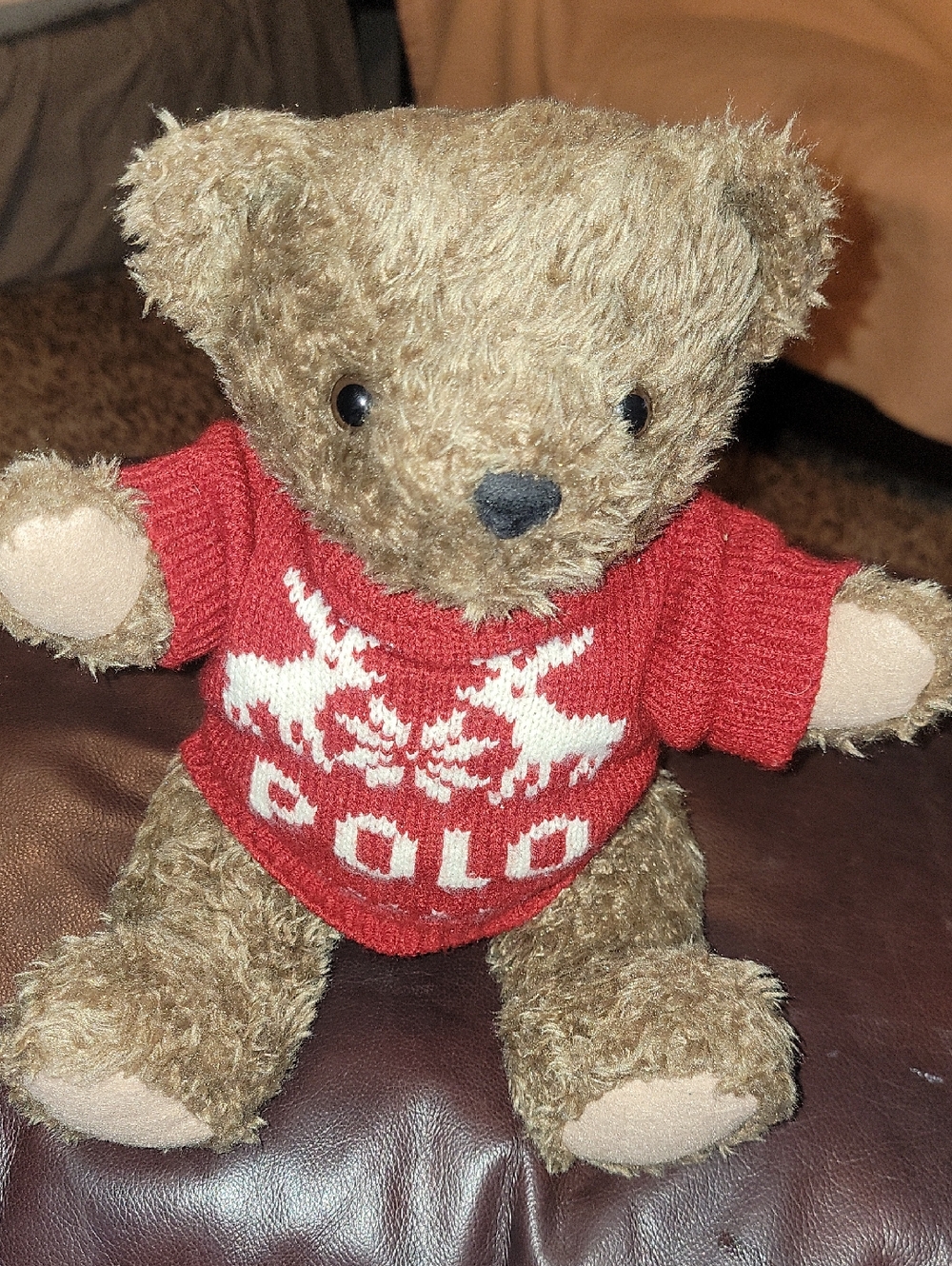 Polo by Ralph Lauren Red and White Reindeer Knit Crewneck Sweater